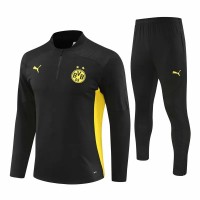 BVB Borussia Dortmund Mens Black Training Technical Soccer Tracksuit 2024-25