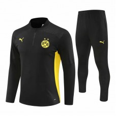 BVB Borussia Dortmund Mens Black Training Technical Soccer Tracksuit 2024-25