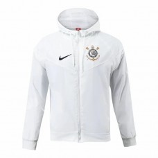 Corinthians Mens White Hooded Windrunner Soccer Jacket 2024-25