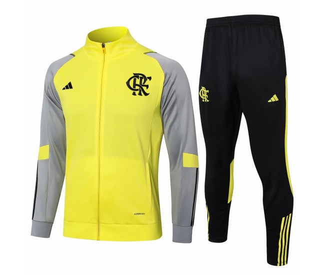 Adidas CR Flamengo Yellow Training Presentation Soccer Tracksuit 2024-25