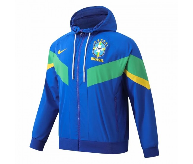 Brazil Mens Hooded Windbreaker Soccer Jacket 2024-25