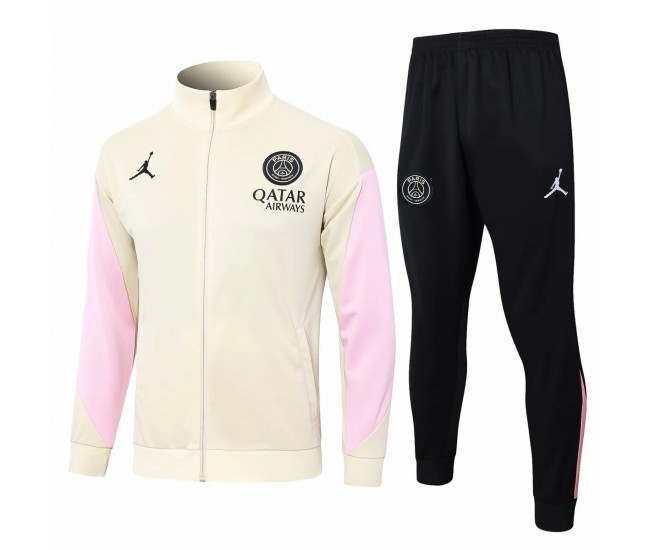 PSG Jordan Beige Training Presentation Soccer Tracksuit 2024-25