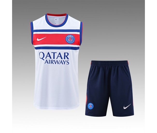 Paris Saint-Germain Mens Pre Match White Sleeveless Training Kit 2026-27