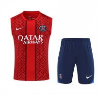 Paris Saint-Germain Mens Pre Match Red Sleeveless Training Kit 2025-26