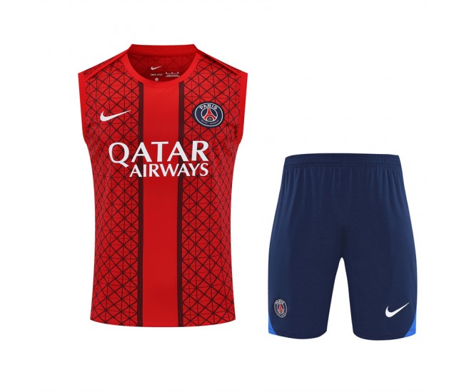 Paris Saint-Germain Mens Pre Match Red Sleeveless Training Kit 2025-26