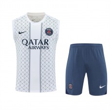 Paris Saint-Germain Mens Pre Match White Sleeveless Training Kit 2025-26 Paris Saint-Germain Mens Pre Match White Sleeveless Training Kit 2025-26