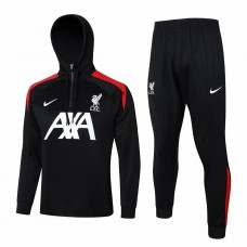 Liverpool FC Black Training Hooded Technical Soccer Tracksuit 2024-25 Liverpool FC Black Training Hooded Technical Soccer Tracksuit 2024-25