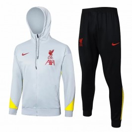 Liverpool FC White Training Hooded Presentation Soccer Tracksuit 2024-25 Liverpool FC White Training Hooded Presentation Soccer Tracksuit 2024-25