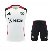 Manchester United Adult Off White Training Sleeveless Soccer Kit 2024-25