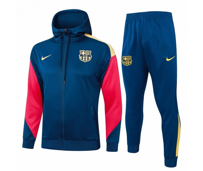 FC Barcelona Navy Hooded Presentation Soccer Tracksuit 2024-25