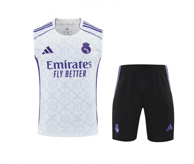Real Madrid Mens Adult White Sleeveless Kit 2025-26