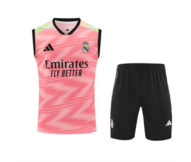 Real Madrid Mens Pre Match Sleeveless Red Soccer Kit 2025-26