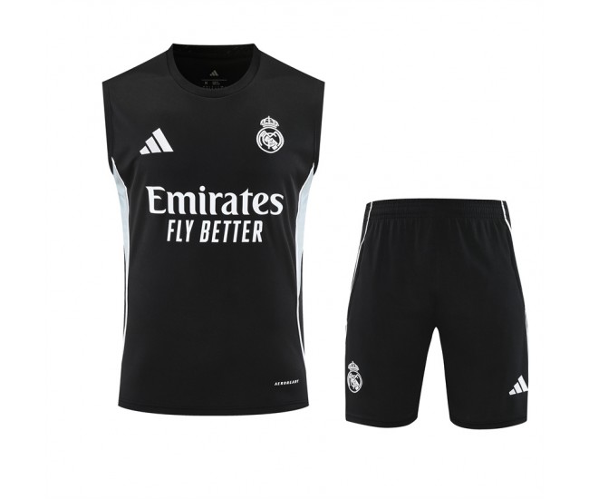 Real Madrid Mens Pre Match Sleeveless Black Kit 2025-26
