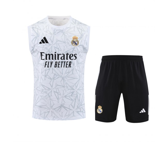 Real Madrid Mens Pre Match Sleeveless Soccer Kit 2024-25