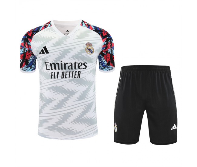 Real Madrid Mens Pre Match White Soccer Training Kit 2025-26