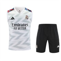 Real Madrid Mens Pre Match Sleeveless White Soccer Kit 2025-26