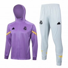 Real Madrid Purple Hooded Presentation Soccer Tracksuit 2024-25 Real Madrid Purple Hooded Presentation Soccer Tracksuit 2024-25