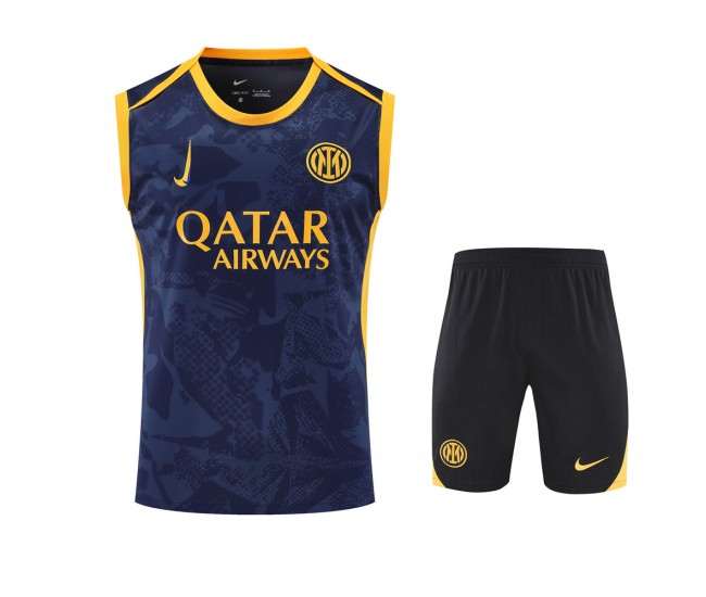 Inter Milan Adult Pre Match Champions League Sleeveless Soccer Kit 2024-25