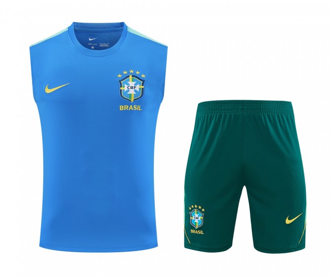 Brazil Adult Pre Match Sleeveless Blue Soccer Kit 2026