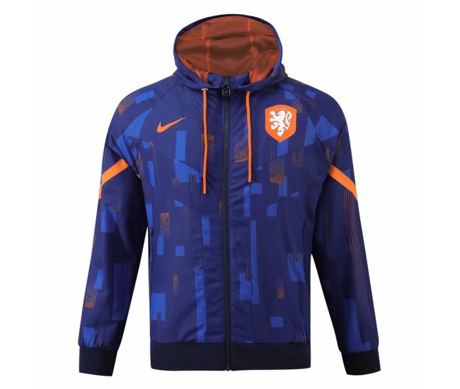 Holland Mens Blue Windbreaker Soccer Jacket 2024-25