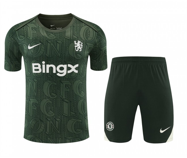 Chelsea Adult Pre Match Training Green Soccer Kit 2025-26