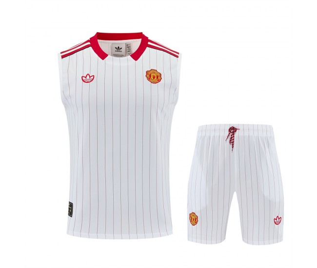Manchester United Adult Terrace Icons White Training Sleeveless Soccer Kit 2025-26 