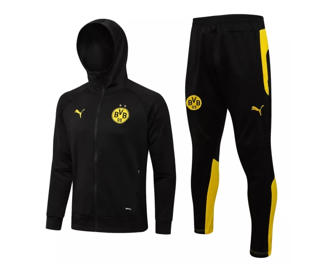 BVB Borussia Dortmund Black Hooded Presentation Soccer Tracksuit 2021-22