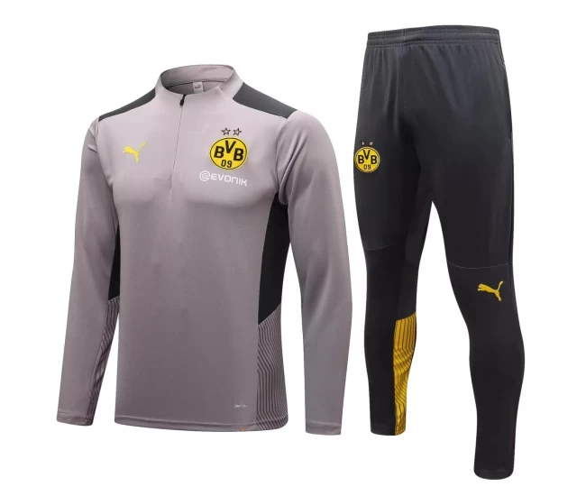 BVB Borussia Dortmund Grey Training Technical Soccer Tracksuit 2021-22
