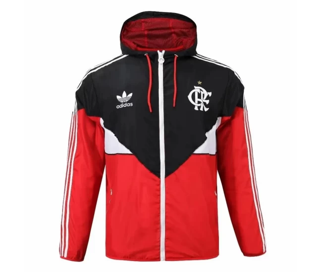 Flamengo Mens Windrunner Full Zip Hooded Soccer Jacket Red 2023-24