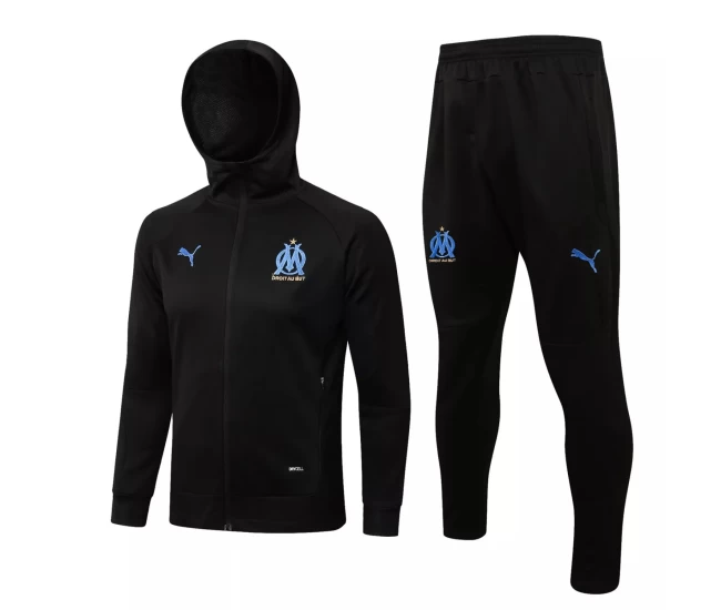 Olympique Marseille Black Hooded Presentation Soccer Tracksuit 2021-22