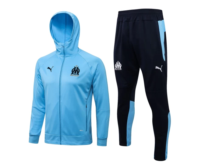 Olympique Marseille Blue Hooded Presentation Soccer Tracksuit 2021-22