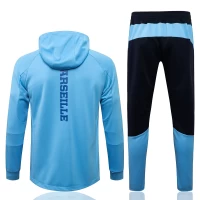 Olympique Marseille Blue Hooded Presentation Soccer Tracksuit 2021-22