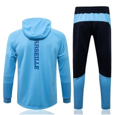 Olympique Marseille Blue Hooded Presentation Soccer Tracksuit 2021-22