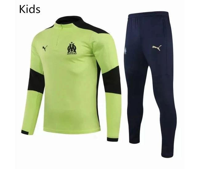 Olympique Marseille Training Technical Soccer Tracksuit Yellow Kids 2020 2021