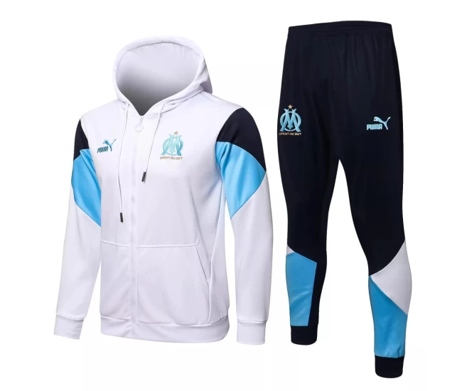 Olympique Marseille White Hooded Presentation Soccer Tracksuit 2021-22