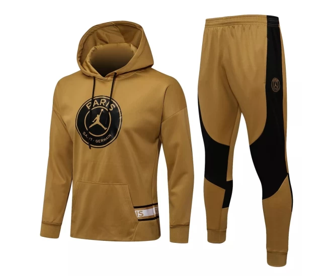 PSG X Jordan Hooded Golden Training Technical Soccer Tracksuit 2021-22