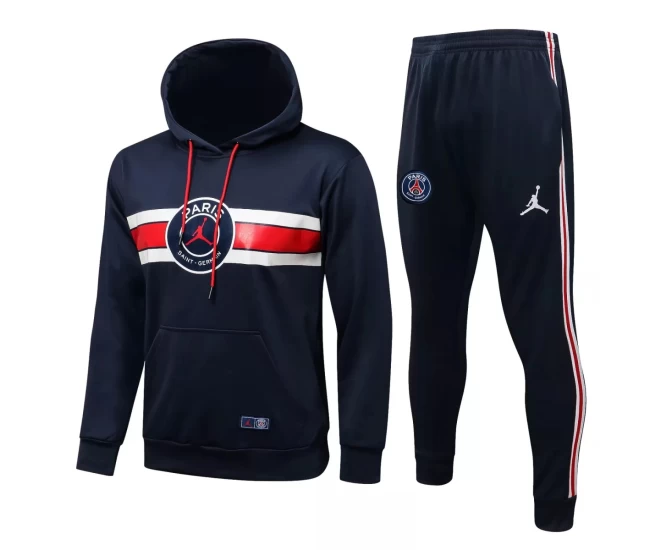 PSG X Jordan Navy Hooded Training Technical Soccer Tracksuit 2021-22