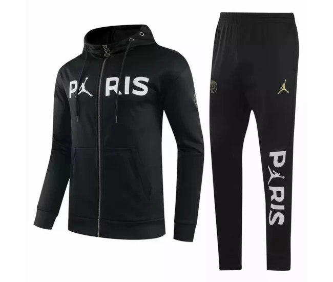 Jordan X Psg Black Soccer Presentation Tracksuit Black 2020 2021