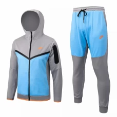 Nike Grey Blue Training Hoodie Presentation Soccer Tracksuit 2022-23