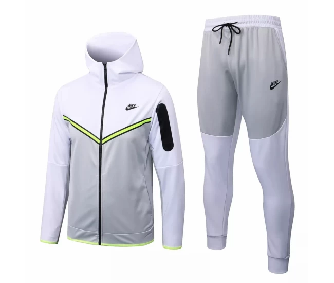 Nike White Grey Training Hoodie Presentation Soccer Tracksuit 2022-23