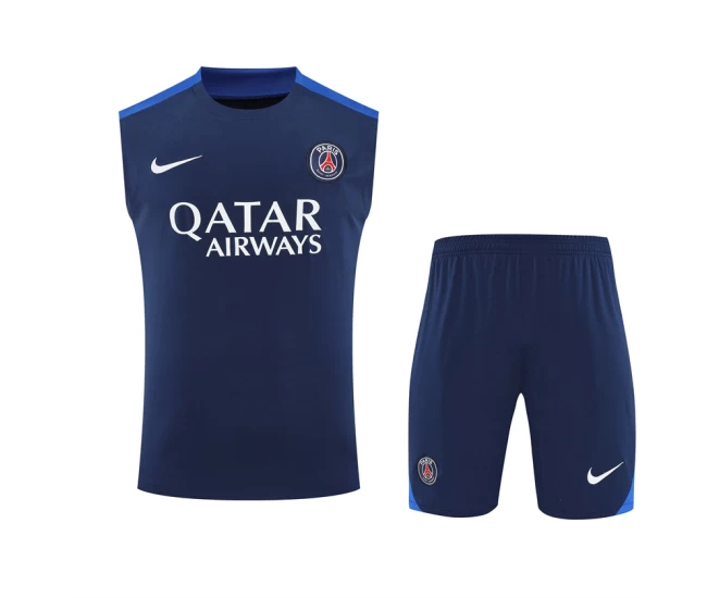 Paris Saint-Germain Mens Pre Match Navy Sleeveless Training Kit 2025-26