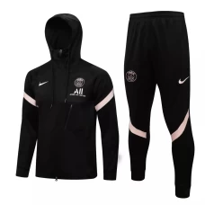 PSG Black Hooded Presentation Soccer Tracksuit 2021-22