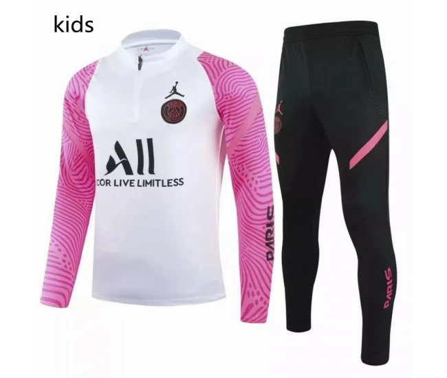 PSG Jordan Training Technical Soccer Tracksuit White Pink Kids 2021 2022