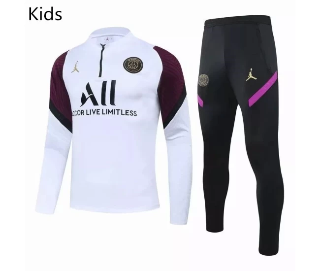 PSG Jordan Training Technical Soccer Tracksuit White Purple Kids 2020 2021