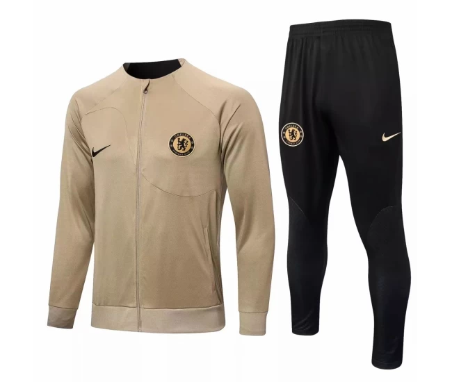 Chelsea FC Beige Training Presentation Soccer Tracksuit 2022-23