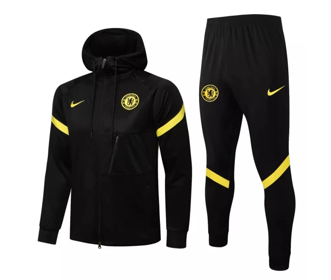 Chelsea Black Hooded Presentation Soccer Tracksuit 2021-22