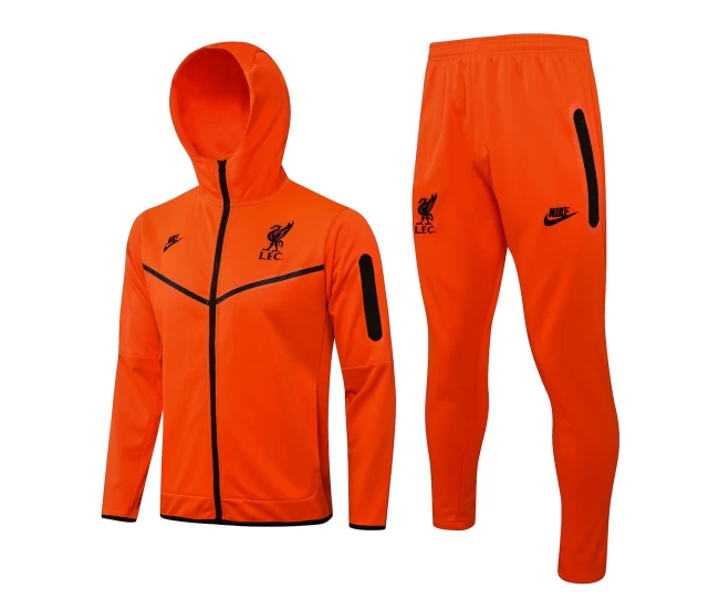 Liverpool FC Orange Hooded Presentation Soccer Tracksuit 2021-22