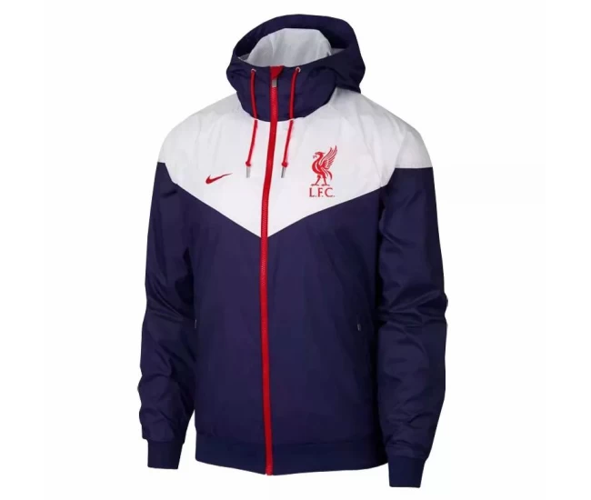 Liverpool All Weather Windrunner Jacket White Navy 2020 2021