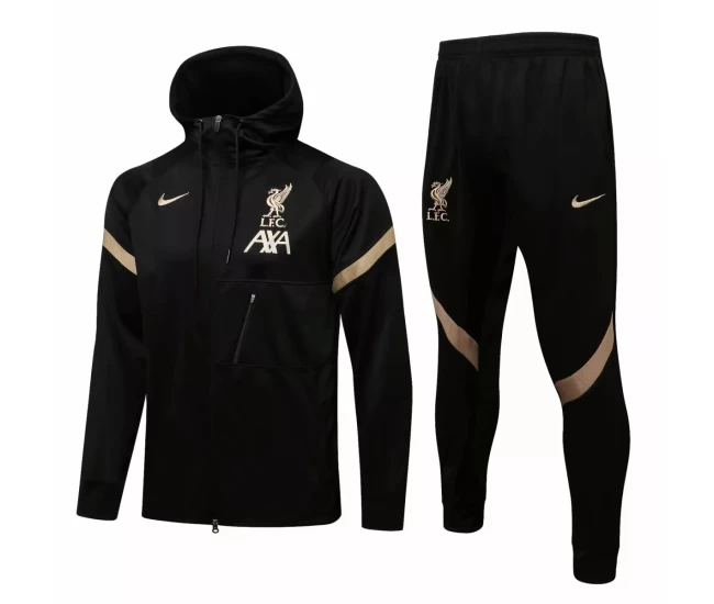 Liverpool FC Black Hooded Presentation Soccer Tracksuit 2021-22