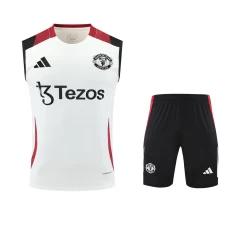 Manchester United Adult Off White Training Sleeveless Soccer Kit 2024-25